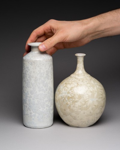 Crystalline glaze vase duo - crystalline,