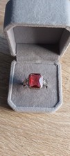Retro  Silberring mit Granat  Gr. 62/63