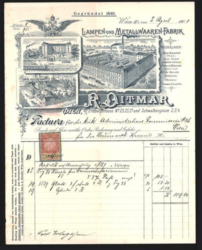Rechnung wien 1901 ditmar - rechnung, 1901,