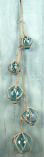 Deko Fischerkugel Leine 5 Fischerkugeln Glas Blau Länge ca. 55 cm maritime Deko