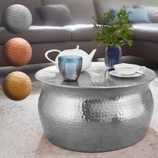 FineBuy Couchtisch Wohnzimmertisch Rund Sofatisch Hammerschlag Stubentisch