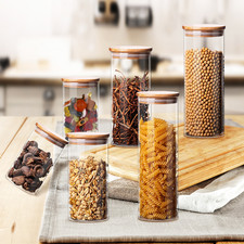 Vorratsglaeser Vorratsdosen Vorratsglas Set mit Bambusdeckel 9 Größen 250-2000m