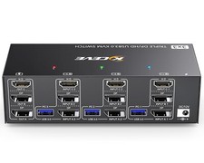 KCEVE KVM Switch 3 PC 3 Monitore 8K@60Hz, 4K@144Hz, USB 3.0 KVM Switch Triple