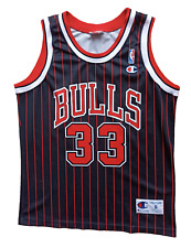 Scottie Pippen 90s Champion PINSTRIPE Chicago Bulls Jersey Trikot NBA Vintage S