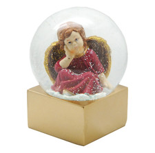 Schneekugel Engel bordeaux rot