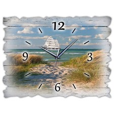 BM Holz Wanduhr leise lautlos Quarzwanduhr gross Shabby Vintage 10154-H2-quarz