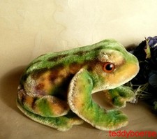 alter STEIFF  FROSCH FROGGY sitzend mit  Knopf  • 20 cm • 60/70 er J.