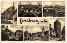 FREIBERG Sachsen Dt. Reich Mehrbild-AK 1942 ua. Obermarkt und Krankenhaus uvm.