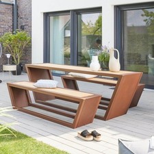 Sitzgarnitur Sitzgruppe Gartenbank Gartentisch Rostoptik Gartenmöbel OUTLETWARE