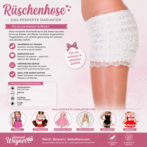 Rüschenhose damen weiß - rüschenhose,