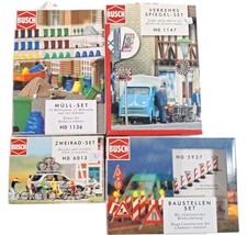 4x BUSCH Konvolut 1:87 Verkehrszeichen Baustelle Müll Fahrräder Zubehörteile