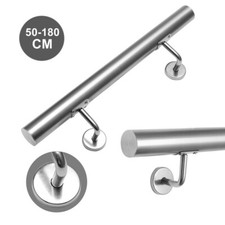 Edelstahl Handlauf Montage 50-200cm V2A Geländer Kugelring Rohrstütze