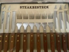 70er Jahre 12-teiliges Steak Besteck - 6 x Messer - 6 x Gabeln - rostfrei in OVP