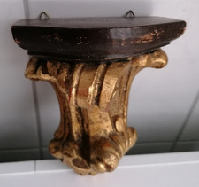 Alte Wand-Konsole Barockkonsole Holz geschnitzt blattvergoldet