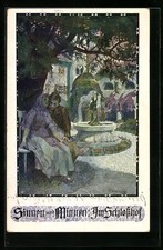 Künstler-AK Anton Marussig: Sinnen und Minnen: Im Schloßhof 1913 