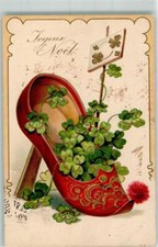 39628889 - Schuh mit Kleeblaettern Joyeux Noel PFB Serie 5492 Weihnachten 1916
