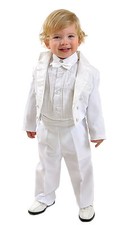 5tlg Kinderanzug Jungen Baby Tauf Frack Smoking Anzug Hochzeit weiß Gr. 80 - 104