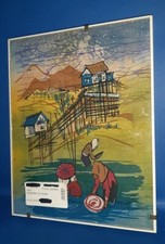 Grande Batik Ab Mauer Mit Rahmen Vintage Gemälde Wall Painting Rare