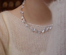 Unikate & Natürliche  unregelmäßigen Blütenblattgeformten Keshi-Perlen Kette 