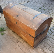 Runddeckeltruhe, Eiche, Antik, Retro