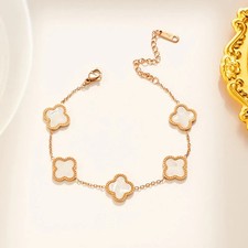 Damen Armband Kleeblatt 18k vergoldet Mehrfarbig Blumenform, Geschenk, Luxus