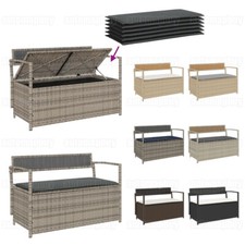 Gartenbank mit Kissen Poly Rattan Sitzbank Gartenbank Truhe Staufach Lagerung