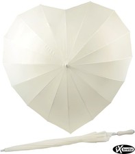 iX-brella Brautschirm Regenschirm Stockschirm XXL Hochzeit Herz weiß creme
