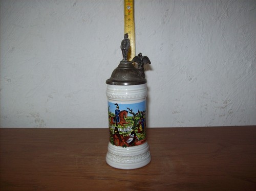 Bierkrug mit zinndeckel klein - bierkrug,