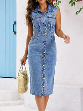 Kleid Damen Jeanskleid Denim