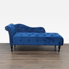 Elegant Blue Velvet Chaise