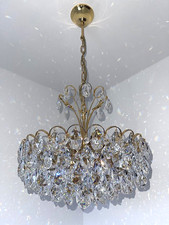 JOSKA Kronleuchter mit Kristallbehang 24 Karat vergoldet