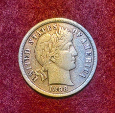 USA: ONE DIME 1898 / BARBER