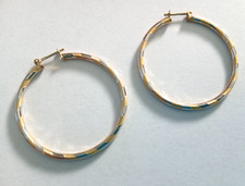 585 Gold Creolen 14 Karat Ohrringe 3,5 cm Bicolor