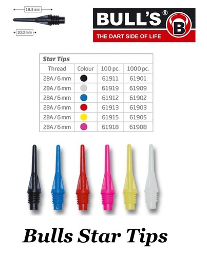 Dart bulls star tips - tips, softdart