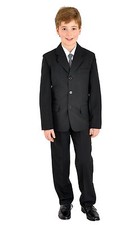 5 Teile Set Kombi Kinderanzug Kommunionsanzug Jungen Anzug 128  uni schwarz