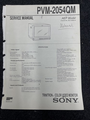 Sony pvm 2054qm monitor - sony, pvm-2054qm