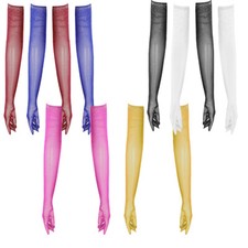 Frauen Handschuhe Durchgängig Fünffinger Lang Kostüm Glitzernd Ein Paar Latin