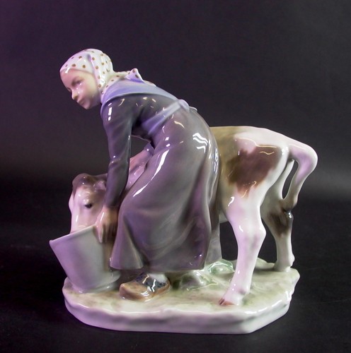 Bäuerin mit kuh kalb - mit, /