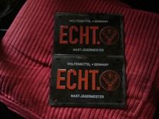 2 JÄGERMEISTER BLECHSCHILDER  JÄGERMEISTER ECHT RUDY 13,5 cm 20,0cm TOP