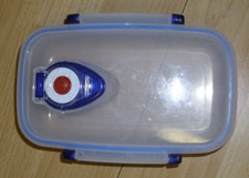 Mikrowellen-Dose 430 ml rechteckig transparent blau abgesetzt mit Deckel