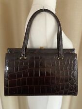 Vintage D exklusiv elegante echt LEDER Kelly Bag Look Tasche Handtasche braun 