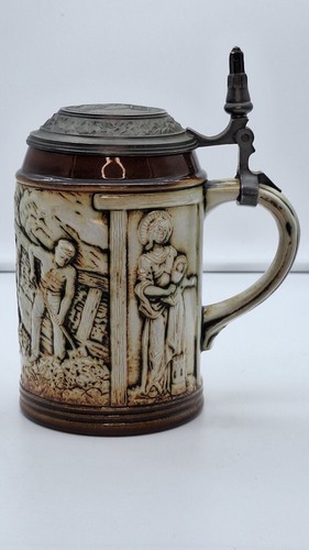 Bierkrug mit zinndeckel - mit,