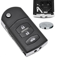 Klapp Schlüssel Gehäuse Funk Fernbedienung 3 Tasten für Mazda + CR1620 Batterie