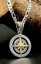 Kompass Herren Anhänger 55cm Figaro Kette Sterling Silber 925 Männer Schmuck NEU