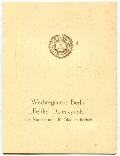 Ddr urkunde wachregiment - urkunde,