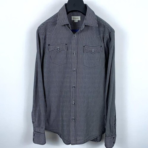 Men diesel shirt grey - grey, cotton