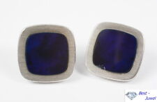 Klassische Manschettenknöpfe, 333 Weißgold mit echtem dunkelblauem Sodalith 