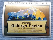 altes Schnapsetikett Flaschenetikett Etikett Label Gebirgs Enzian Illert KG