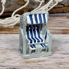 Mini Deko Strandkorb blau/weiß Polystone 3,5cm maritime Dekoration