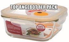 Lock&Lock Glas Serie oven glass Aufbewahrungsbehälter 750 ml Set mit 4 Stück